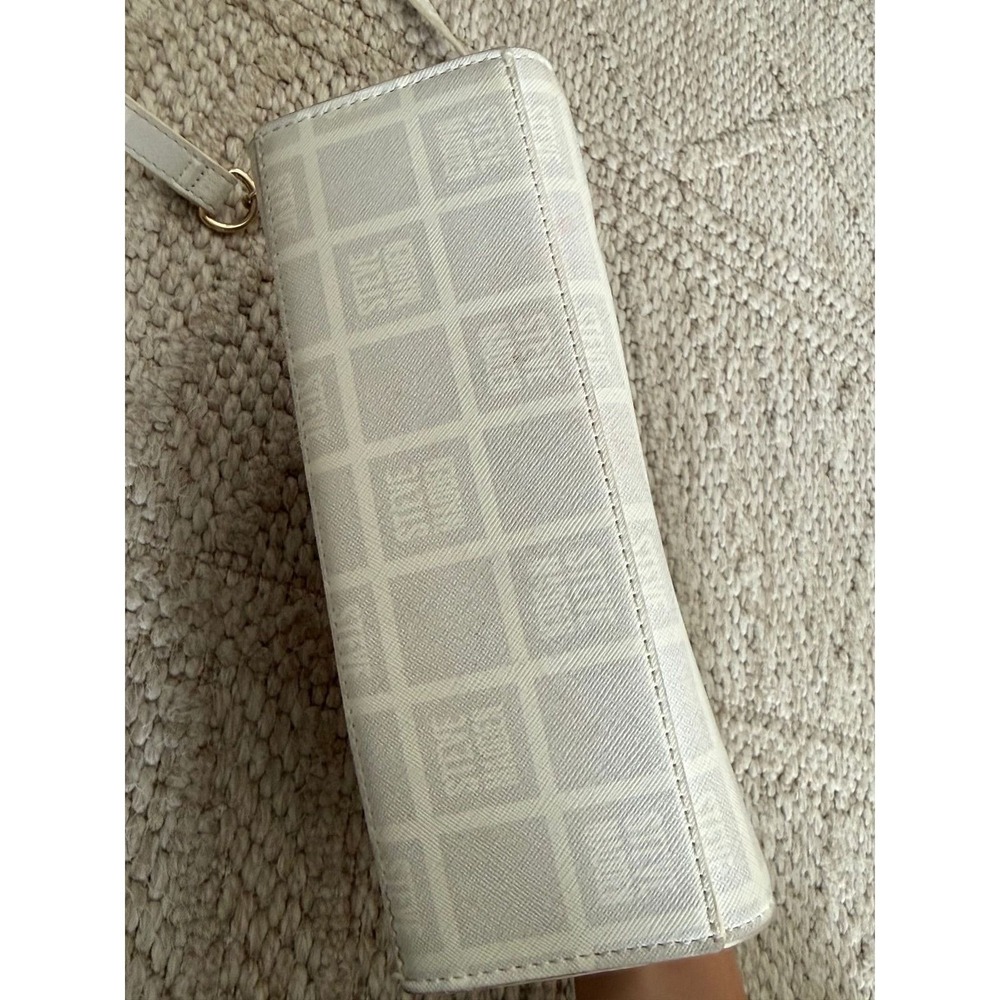 Steve Madden White Logo Print Crossbody Shoulder Bag Gold Chain Strap - Picture 5 of 10
